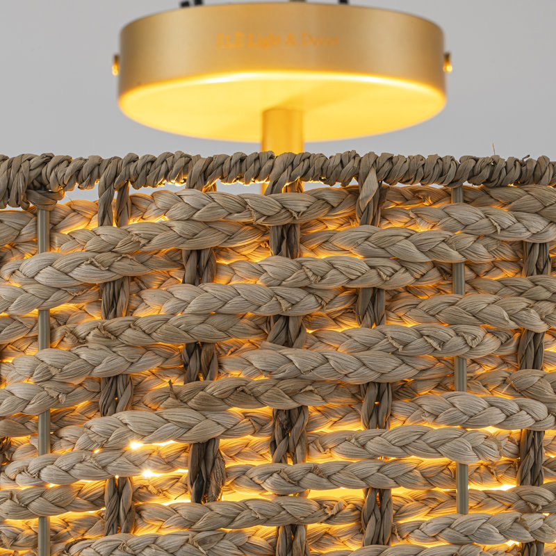 Tierra 18-Inch 3-Light Natural Rattan Semi-Flush Mount
