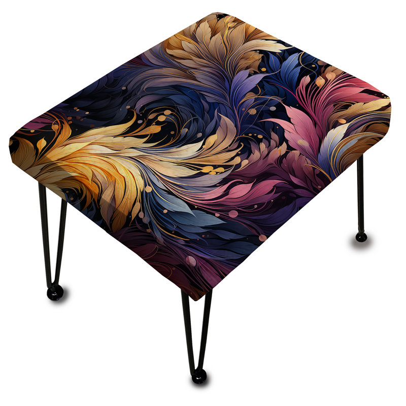 Multicolore élégant charme de plumes - repose-pieds rectangulaire floral