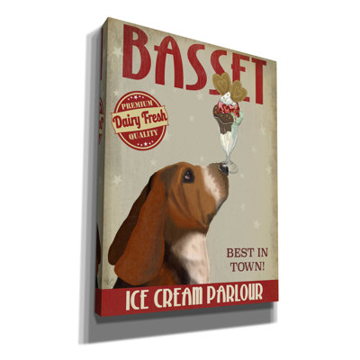 «Basset Hound Ice Cream» par Fab Funky, impression sur toile tendue