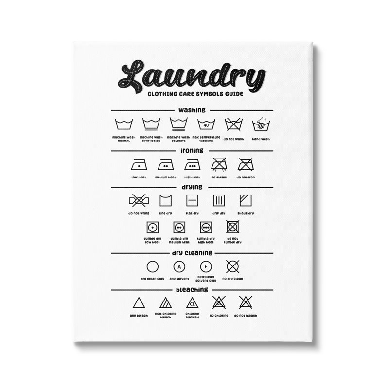 «Minimal Laundry Symbols Guide on Canvas» par Martina Pavlova, H 30 po x l 24 po x P 1,5 po