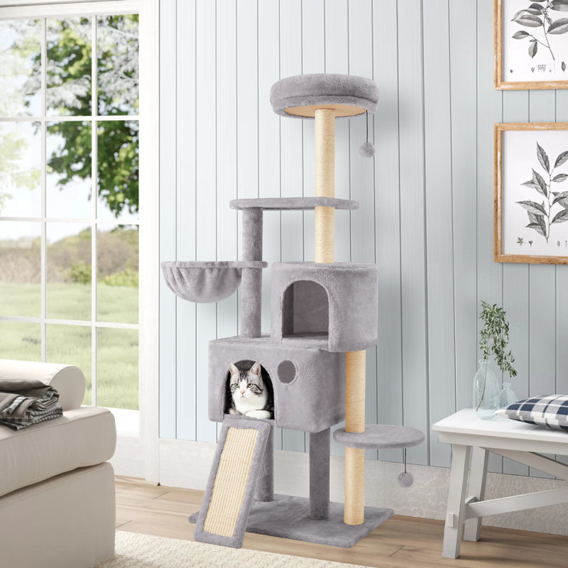 Arbre à chat 59 po Braidyn-Drew, Gris clair