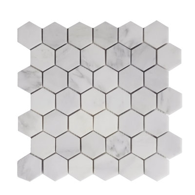 Carreau de mosaïque de plancher et de mur en marbre poli hexagonal 2 po 12 po x 12 po Calacatta 2 po (1 pied carré / pièce)