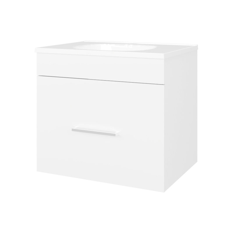 Meuble-lavabo flottant blanc à 1 tiroir avec lavabo et élégance intemporelle, 23,2 po de largeur, 20,5 po de hauteur, panneau de particules