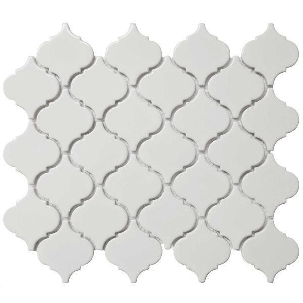 Cascade White Arabesque Porcelain Mosaic Tile