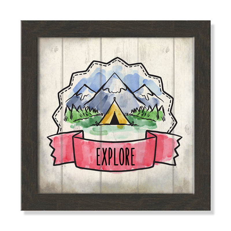 «Adventure is out There 2», art encadré, H 12 po x l 12 po x P 0,6 po, Cadre plat à grain de bois noir