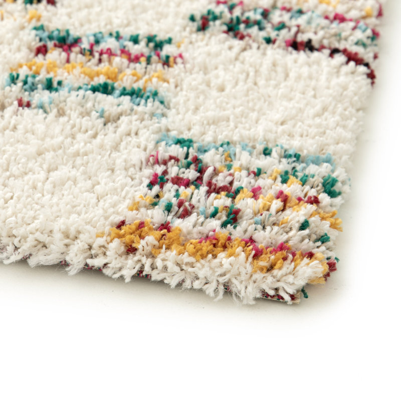Machine Woven Rug, Chequered Shaggy Rug, Rectangle 120 x 170 cm