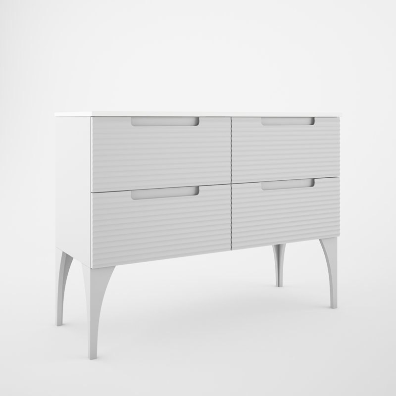 Meuble-lavabo double autoportant 48 po avec comptoir en céramique Moncler, Blanc