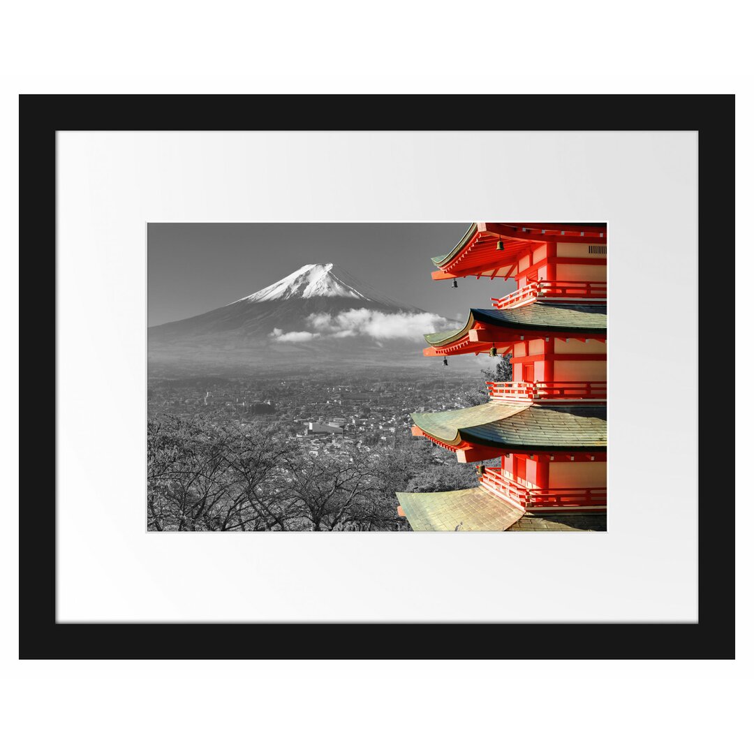 Gerahmtes Plakat-Tempel vor dem Berg Fuji