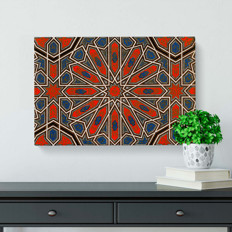 Antique Illustration in Orange and Blue by Owen Jones - Wrapped Canvas Painting Pint - Wrapped Canvas