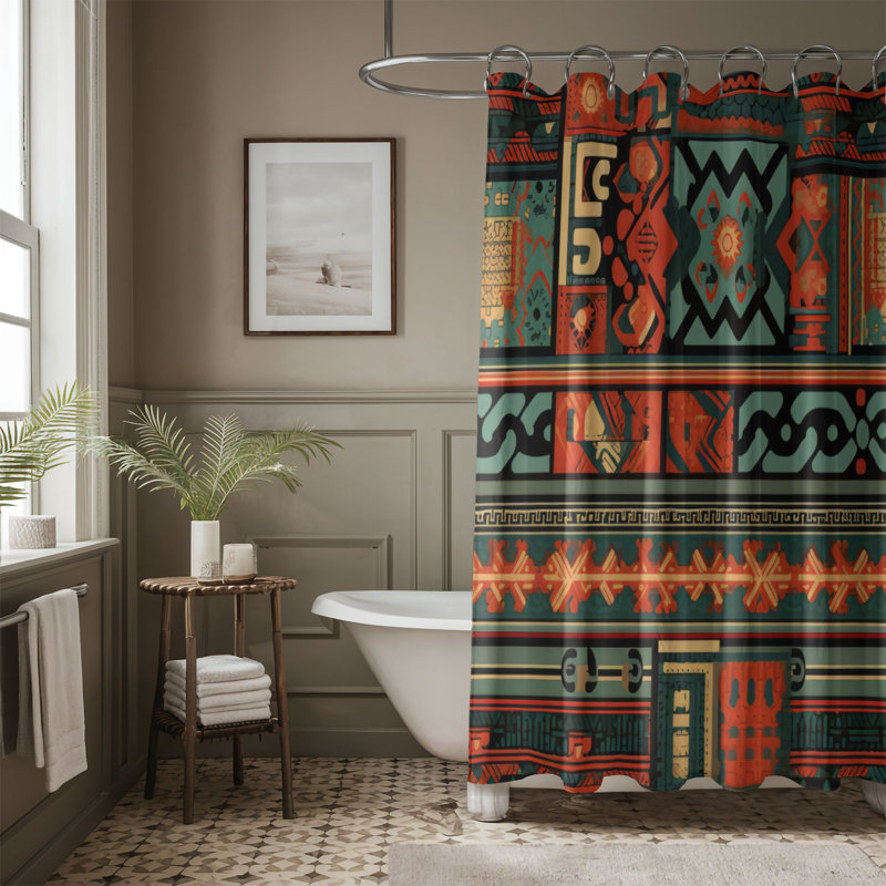Motifs Indigènes - Rideau de douche Premium, H 74 po x l 71 po