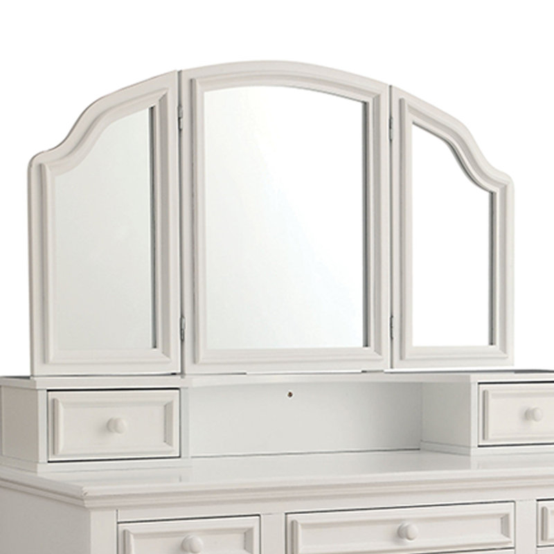Ensemble coiffeuse avec tabouret et miroir Fortner, Blanc