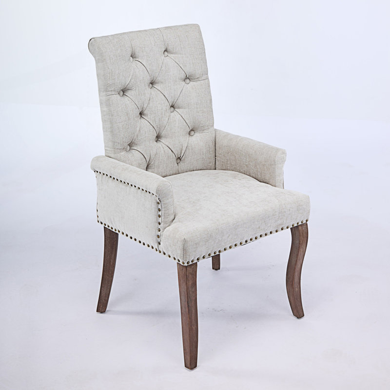 Chaise d'appoint rembourrée avec pieds courbés, Beige