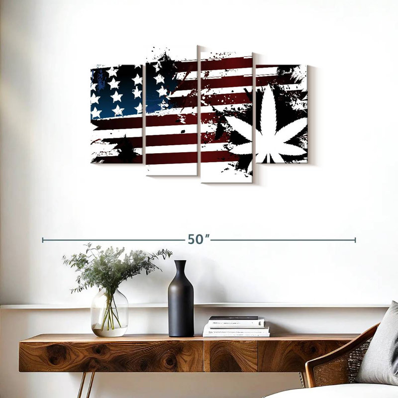 Marijuana et drapeau américain, H 22 po x l 36 po