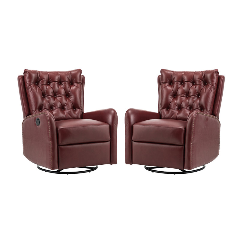 Fauteuil inclinable et pivotant en cuir véritable Coffelt, Cuir fleur bourgogne