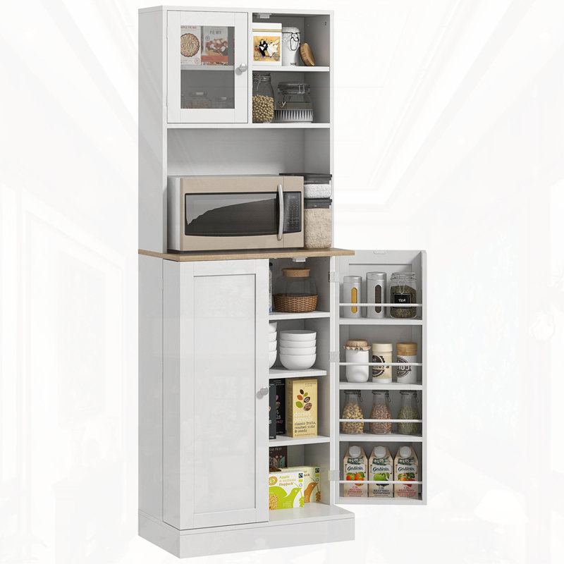 66.5"H Pantry Cabinet With Microwave Stand