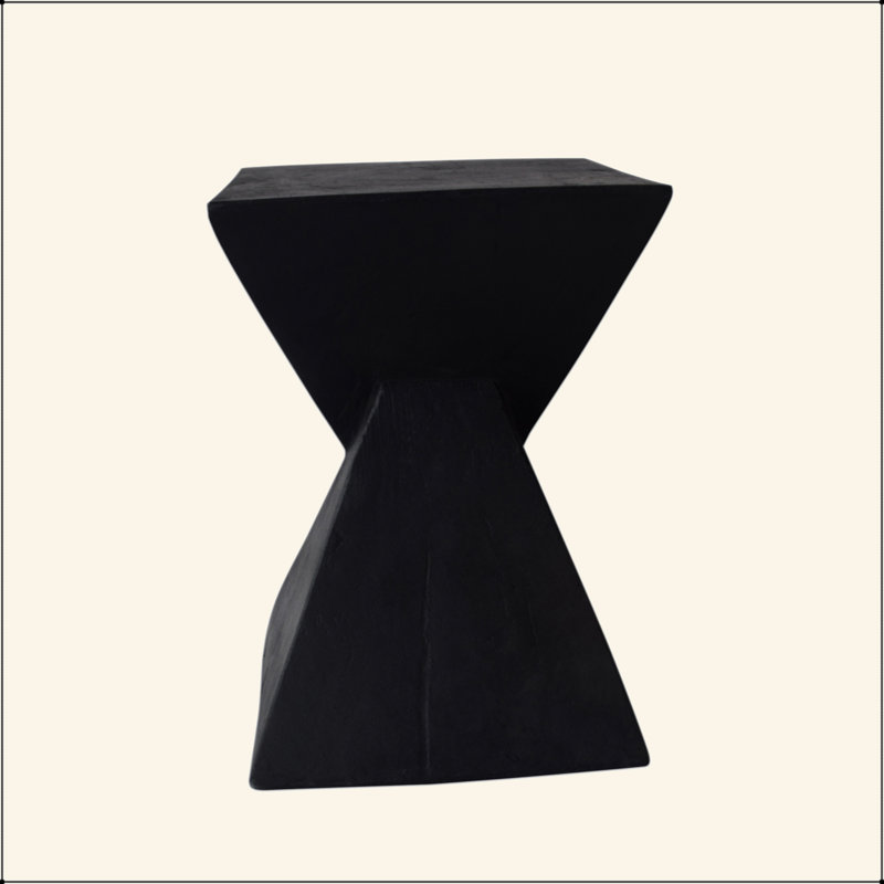 Table d'appoint charmante en béton léger avec structure en forme de sablier torsadé, Noir