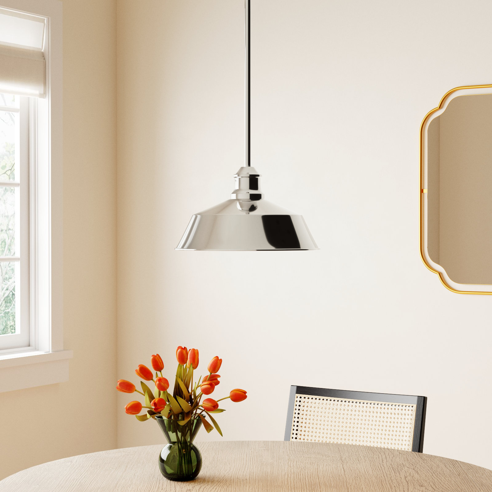 Jeb Dimmable Single Light Pendant, Polished Nickel