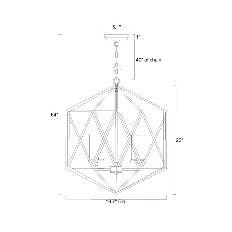 Schrader 4 - Light Dimmable Geometric Chandelier
