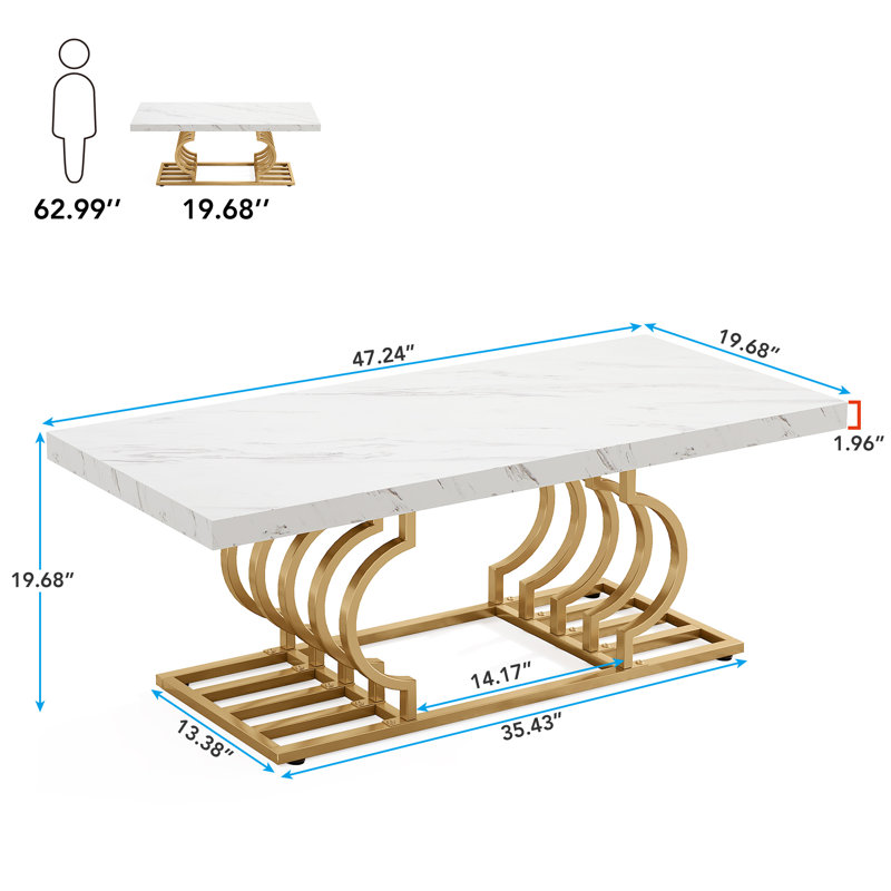 Table basse à structure ouverte, Blanc / Doré