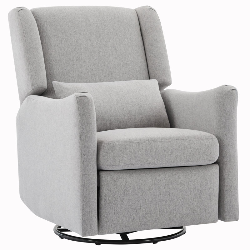 29.5'' W Swivel Rocker Recliner Chair, Gray Linen