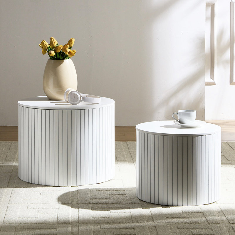 White Nested Table 2 Pieces, Coffee For Living Area, & Elegant Pieces , Room, Functional