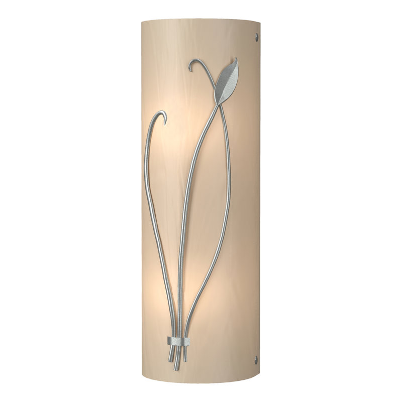 Applique murale encastrée 2 lumières Leaf, Verre d'art blanc, Platine rétro, Droite