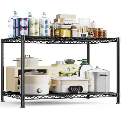 35.4"W Metal Wire Shelving Rack, Adjustable Pantry & Garage Storage Organizer with 166 lb Capacity Per Shelf, Tool-Free Assembly, 35.4"W x 23.6"D