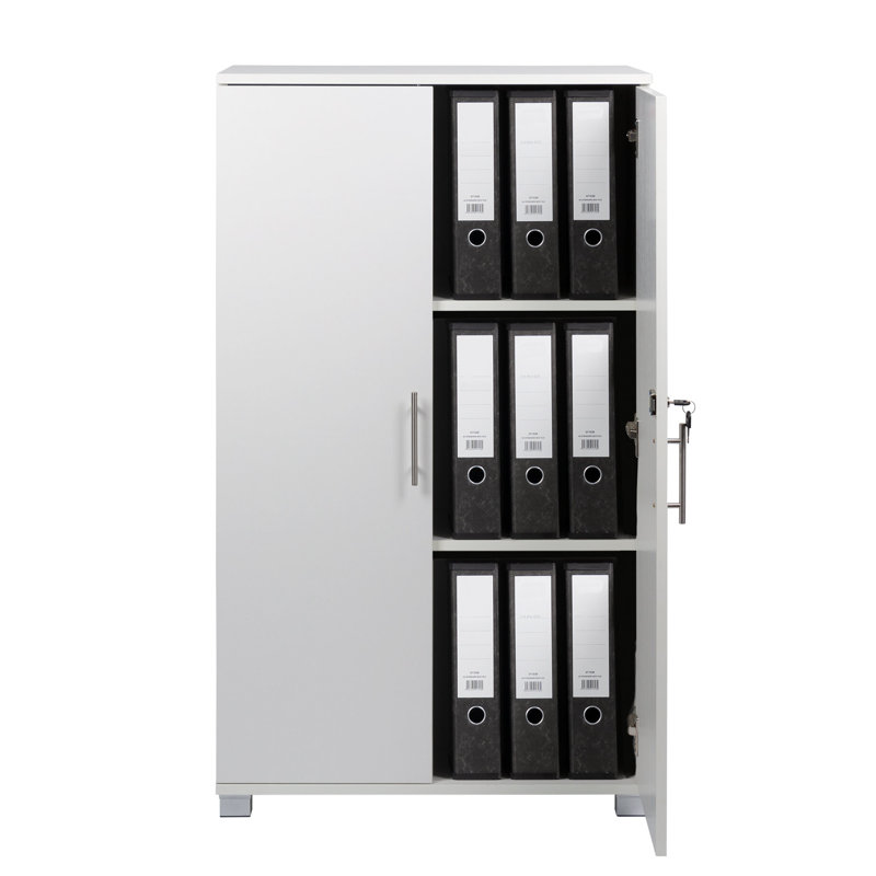 Quinlan Wood Storage Cabinet with Lock, 2 Door, 2 Shelf File, Tool, Utility Storage Cupboard Cabinet