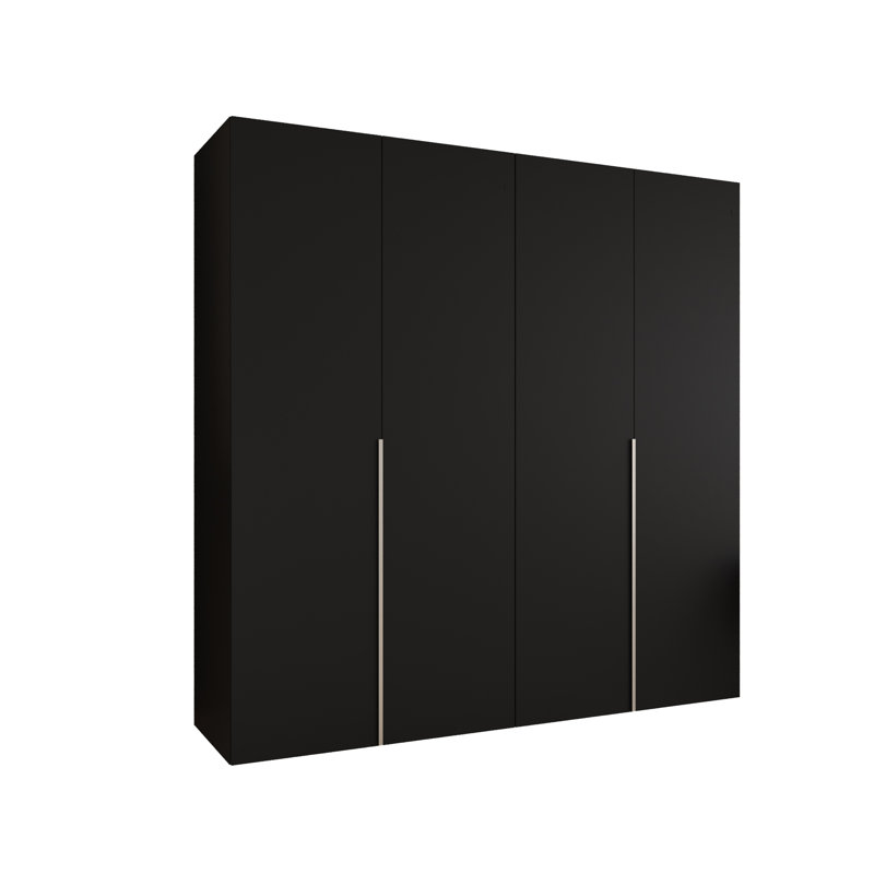 Manufactured Wood Wardrobe, black matt + handles: cashmere