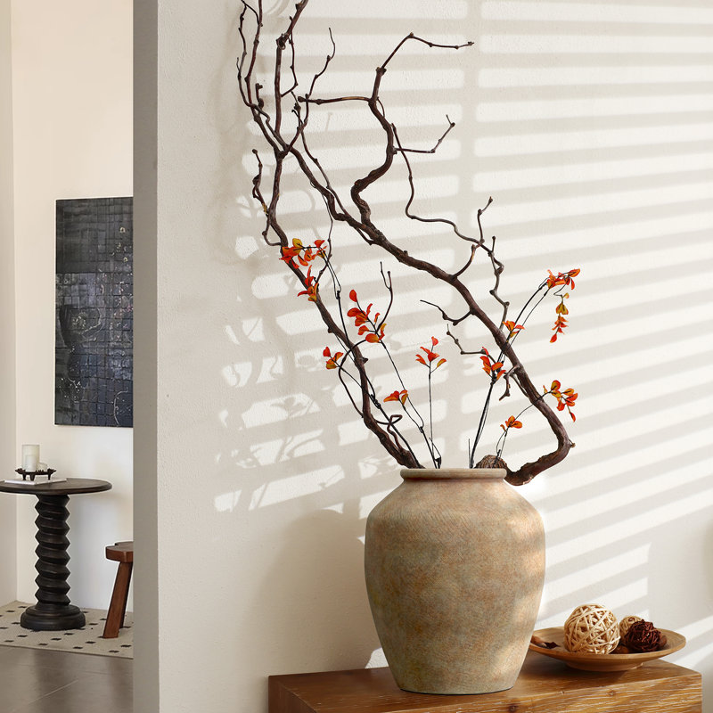 Grand vase en terre cuite 12,4 "H, H 12,4 po x l 10,24 po x P 10,24 po