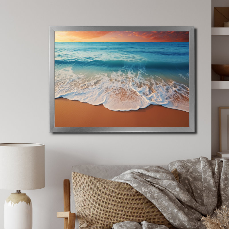 Barada Landscape Coastal Vibuctions sur toile, Cadre simple argenté, H 12 po x l 20 po x P 1 po