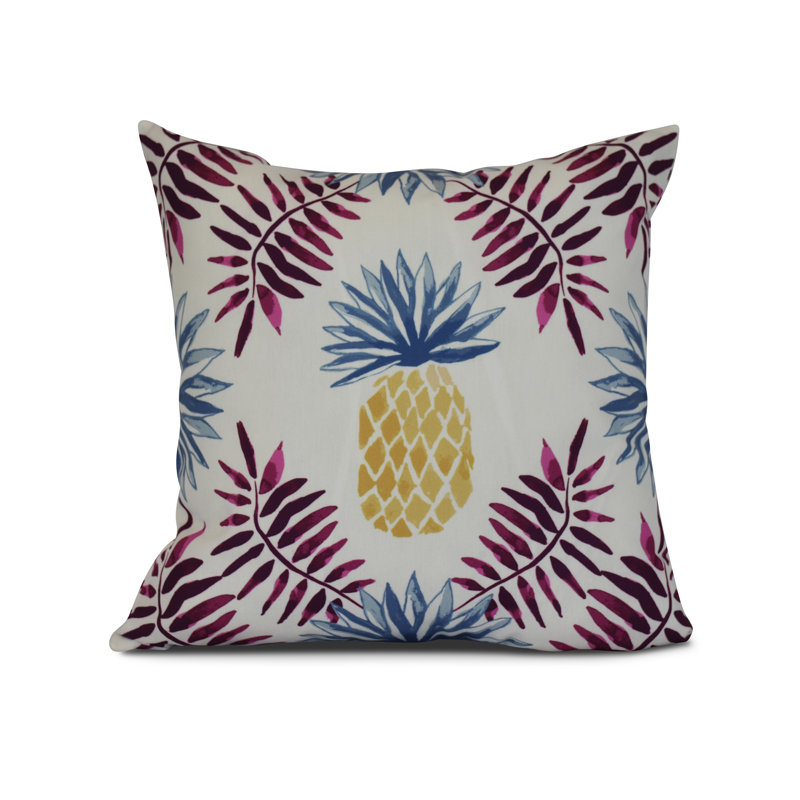 Tropical Resort Floral Reversible Throw Pillow, 26" x 26", Purple