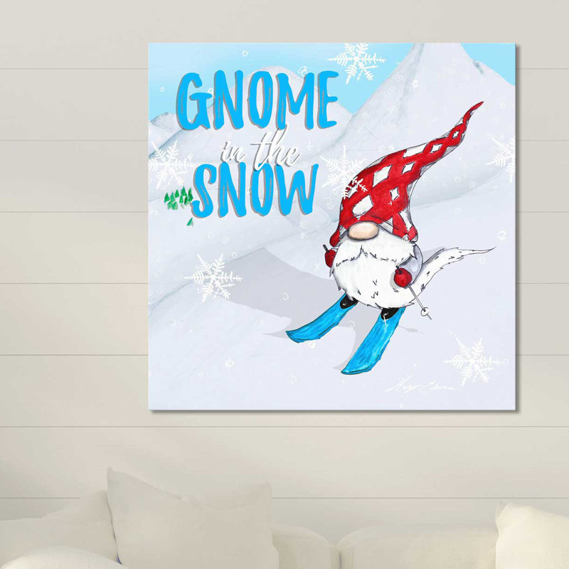 «Gnome Ski Ride», impression, H 24 po x l 24 po x P 1,5 po, Toile tendue