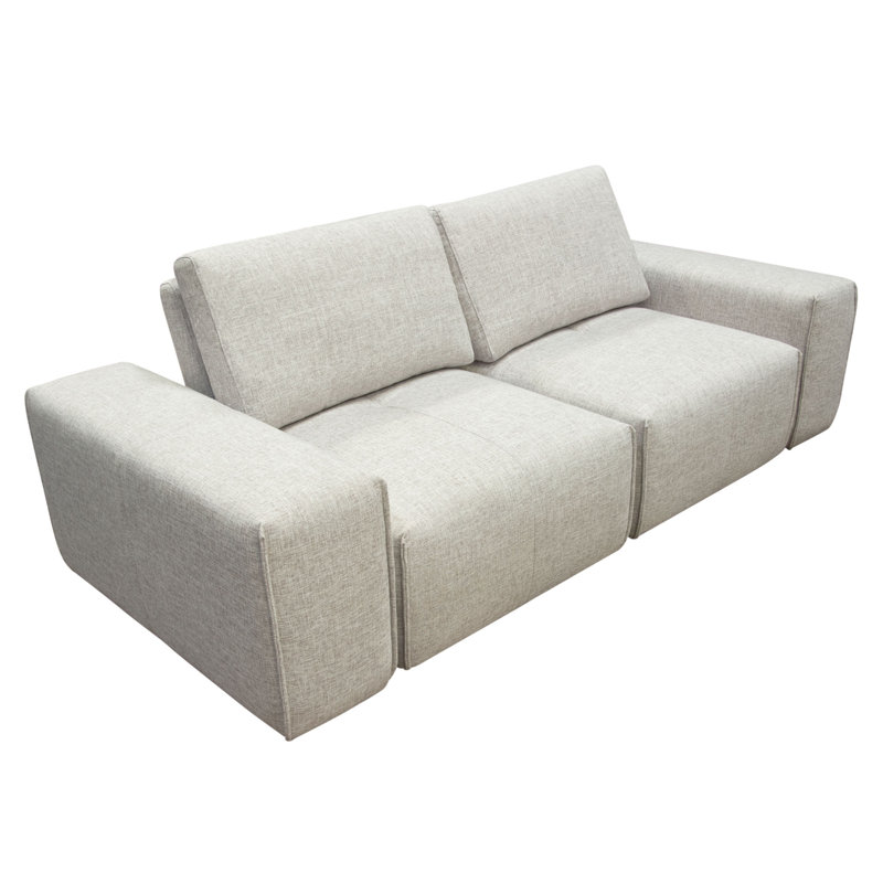 Light Brown Fabric Modular 2-Seater Sofa with Adjustable Backrests
