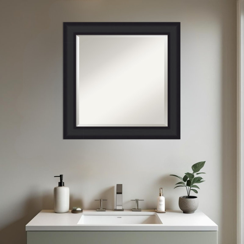 Miroir mural de salle de bain Oliver, 25.25" x 21.25", Black