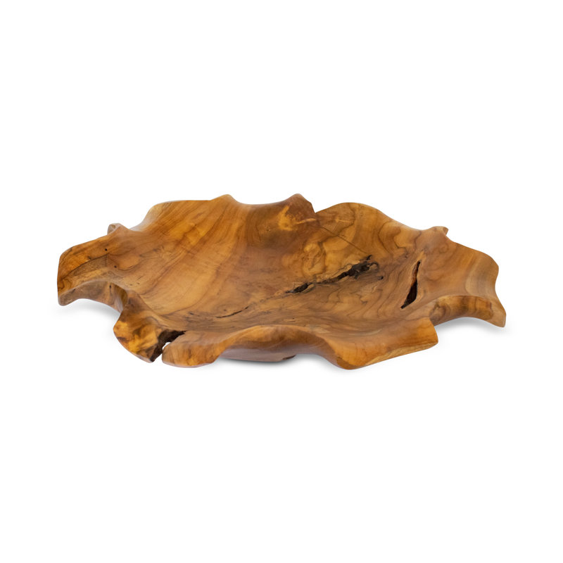 Plateau de service en bois massif sculpté à la main 20 po, centre de table en bois naturel