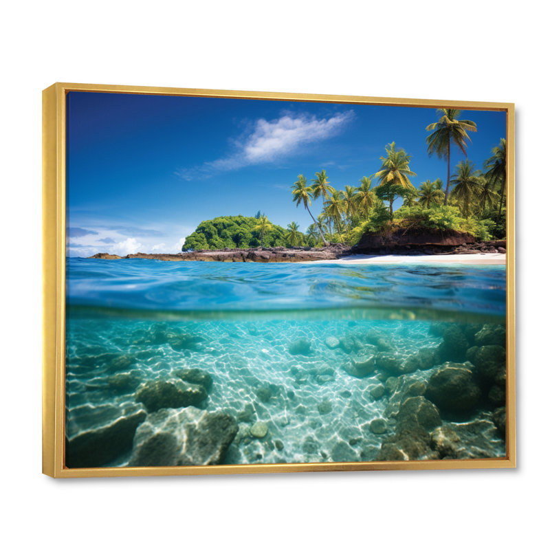«Scenic Island Paradise II», reproduction d'art sur toile, H 30 po x l 40 po x P 1,5 po, Cadre flottant doré