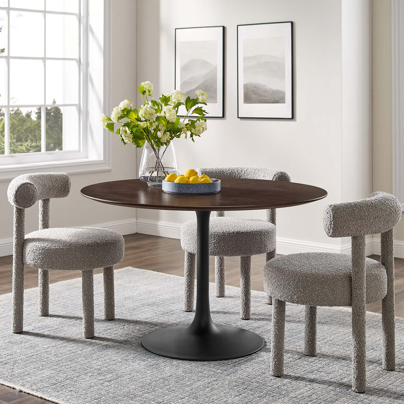 Modway Lippa Wood Dining Table, Black, Cherry Walnut, 47" L x 47" W
