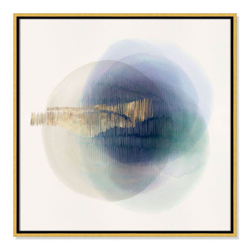 Imprimé translucide bleu II par Casa Fine Arts, Cadre flottant doré, Pas de tapis, H 25,5 po x l 25,5 po x P 2 po