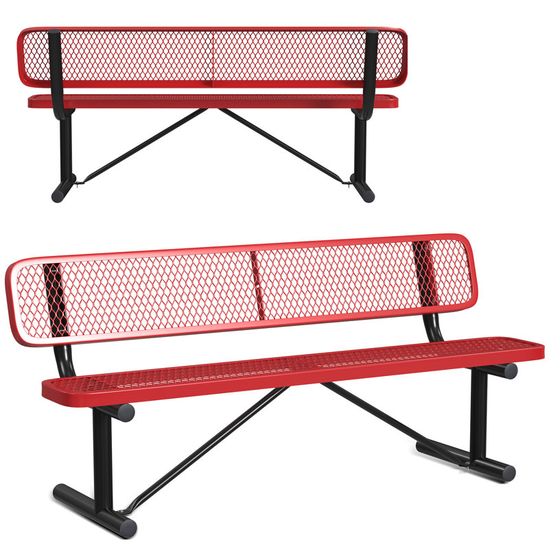 Banc de parc d'extérieur standard avec dossier Leisure Craft, L 72 po x P 12 po, Rouge
