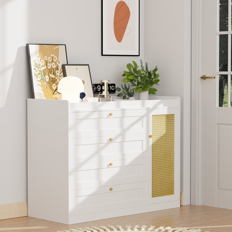Buffet décoratif 4 tiroirs 47,24 po avec tablettes réglables Bay Isle Home ™
