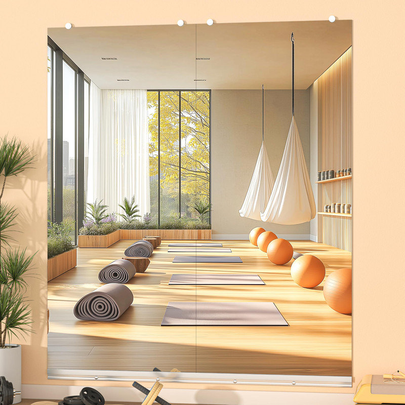 Tempered Glass Full Length Mirror - Large Rectangle Wall Mounted Mirror for Home Gym, Dance Studio & Living Room - Shatterproof, HD Reflection, Easy to Install