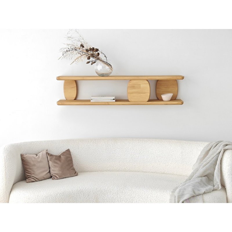 Tablette murale en bois massif Colesen, couleur chêne, 47,2 po x 11,8 po x 9,4 po | Fabrication 100% bois massif, design scandinave moderne | Parfait pour le salon, la chambre à coucher ou le bureau, solution de rangement élégante