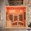 Luxurious 1-Person Infrared Sauna with Red Light Therapy – Wooden Indoor Sauna featuring Comfortable Recliner, 7-Colour Light Strip, Himalayan Salt Bricks, and Oxygen Bar