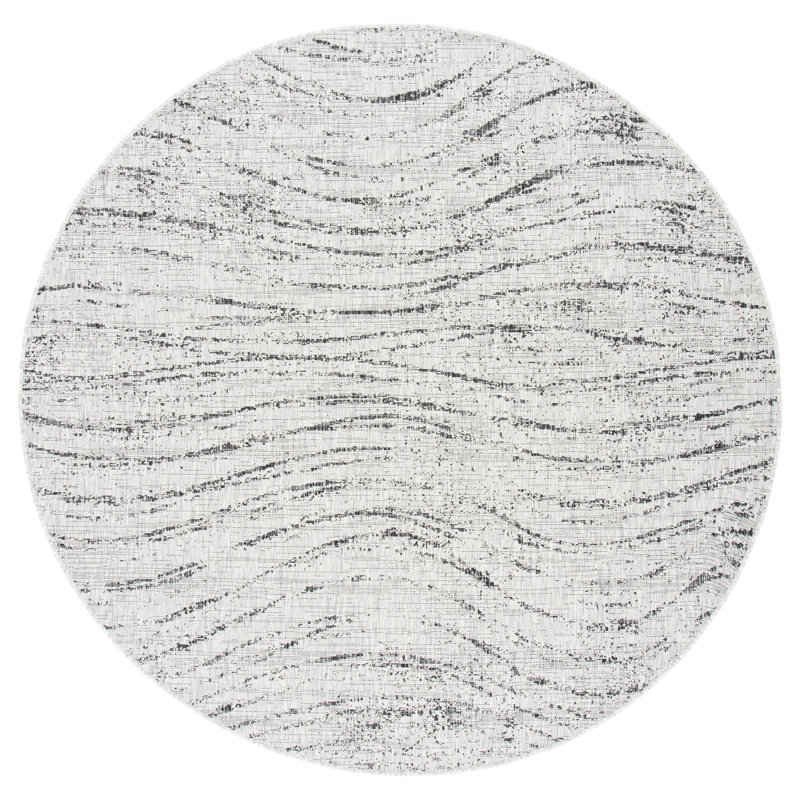Tapis d'intérieur / extérieur abstrait Moresby Performance, Rond 6 pi 7 po