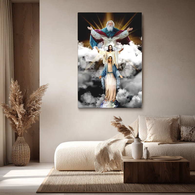 Reproduction sur toile de la «Trinité chrétienne céleste» - Studio spirituel, 12*8 inch (30*20*2cm)