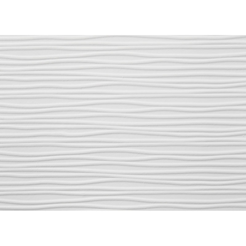 Très grand lit au fini blanc - Motif géométrique et tête de lit légèrement incurvée pour un cadre de chambre à coucher relaxant