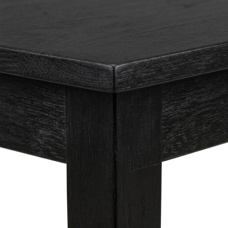 Ensemble de salle à manger rectangulaire 3 pièces en bois d'hévéa asiatique fini noir, chaises à dossier en X et rallonge papillon, style milieu du siècle