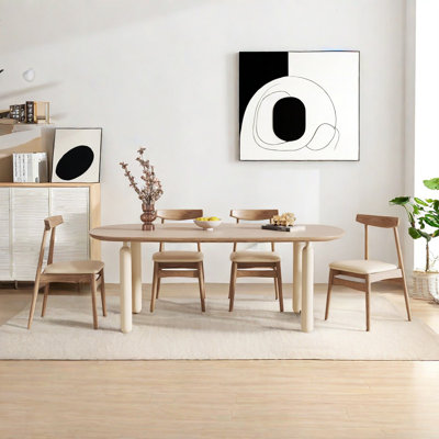 Creative Log Wind Table And Chairs 4 - Person Solid Wood Top Four Leg Dining Set
