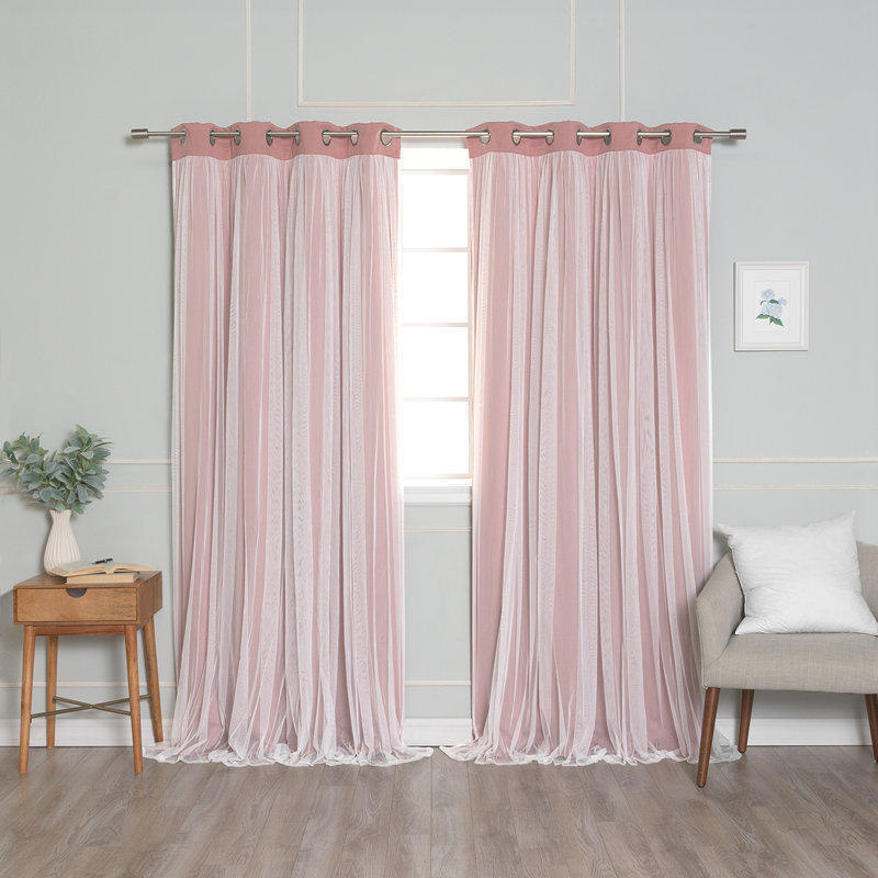 Rideau occultant en polyester Fortuna, Mauve